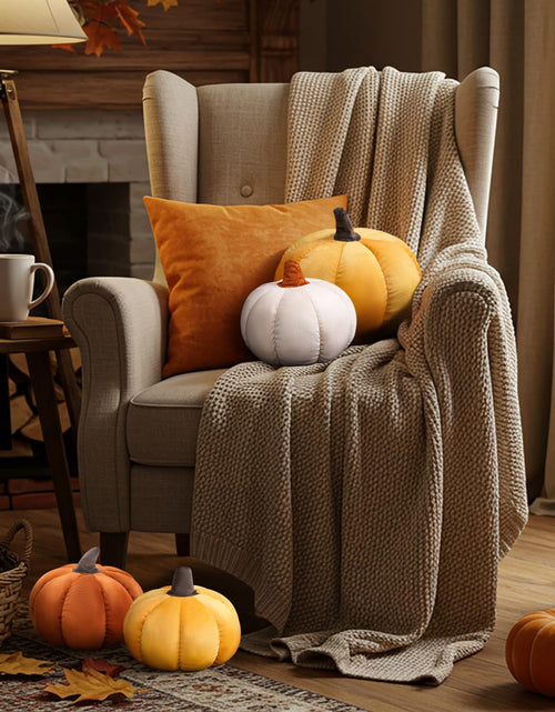 Load image into Gallery viewer, Yookeer 2 Pcs Velvet 3D Pumpkin Throw Pillows White 7''+11''
