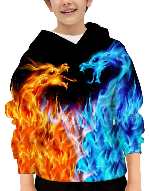 Load image into Gallery viewer, Zenzenze Fire Ice Dragon 3D Printed Hoodie Boys Girls Multicolor Size 6-16

