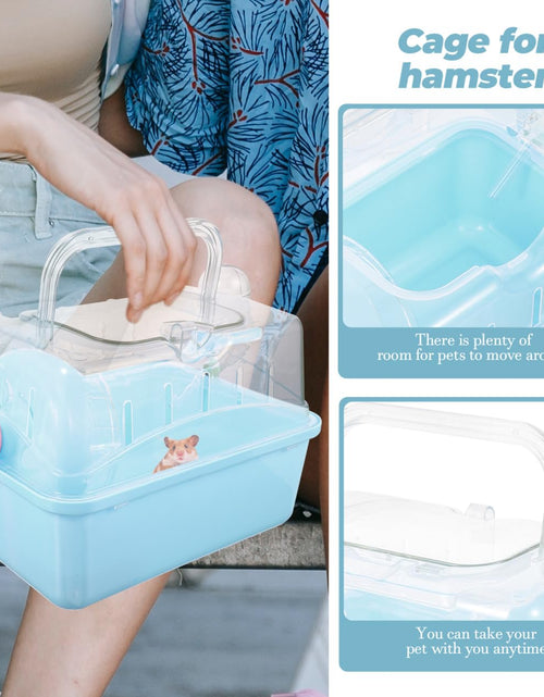 Load image into Gallery viewer, Totority Panoramic Sunroof Hamster Carrier Cage Sky-Blue Portable Plastic
