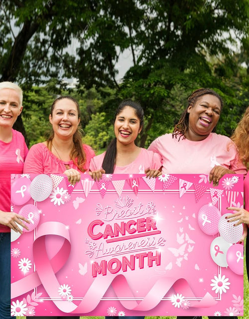 Load image into Gallery viewer, MEHOFOND Breast Cancer Awareness Banner Pink Ribbon Party Decoration Pink
