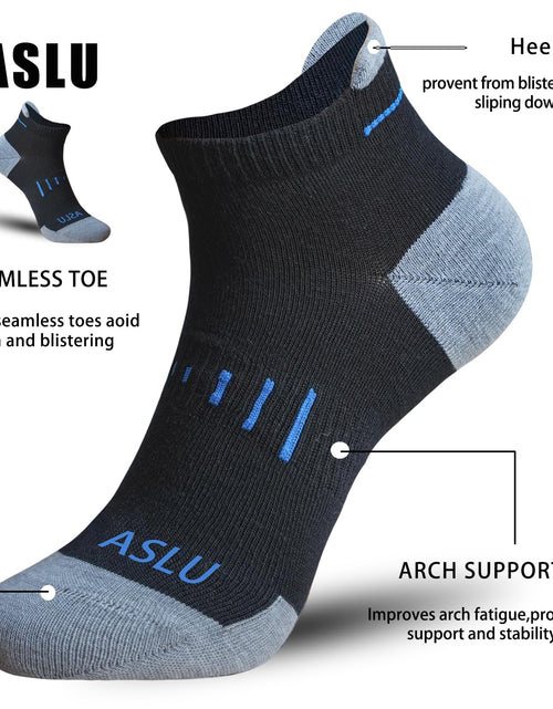 Load image into Gallery viewer, ASLU Athletic Compression Cushioned Ankle Socks Black 6 Pairs Size 6-9
