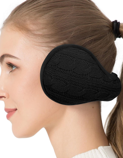 Load image into Gallery viewer, Venswell Knit Ear Muffs Winter Soft Fleece Adjustable Zz-black+white 2 PCS
