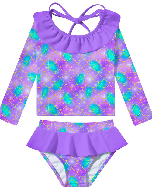 Load image into Gallery viewer, RAISEVERN Girls 2-Piece Mermaid Swimsuit Rash Guard Set A-mermaid-01 Size 3T
