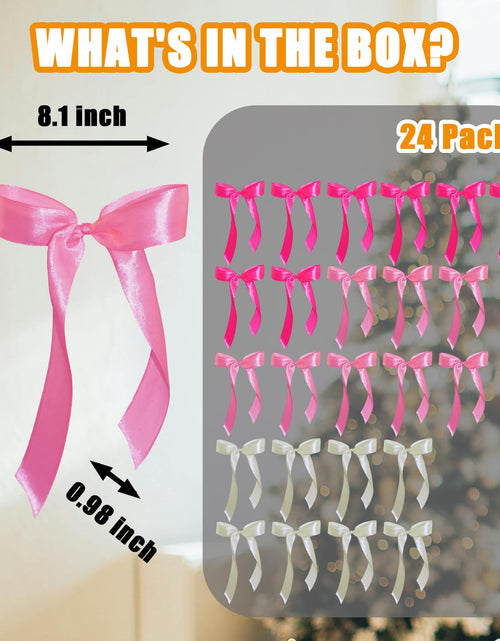 Load image into Gallery viewer, WISEgham Satin Ribbon Bows Christmas Tree Wreath Decor Pink Beige 24 Pc 8.1x9in
