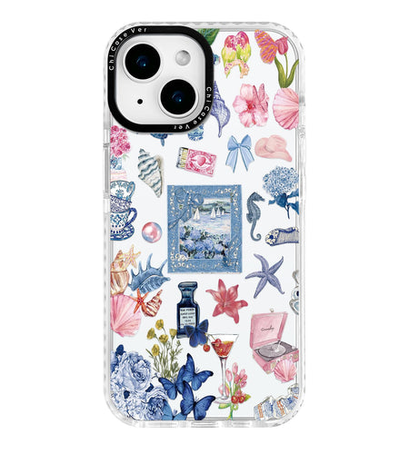 ChiCaseVer iPhone 14 Case Vintage Coastal Collage Glossy Soft TPU SunflowerCut
