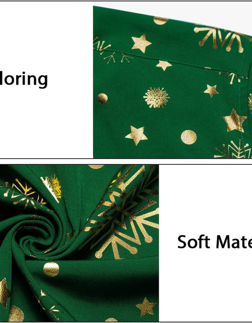 Load image into Gallery viewer, DiBanGu Mens Christmas Long Sleeve Button Down Shirt Green Gold Snowflake Size S
