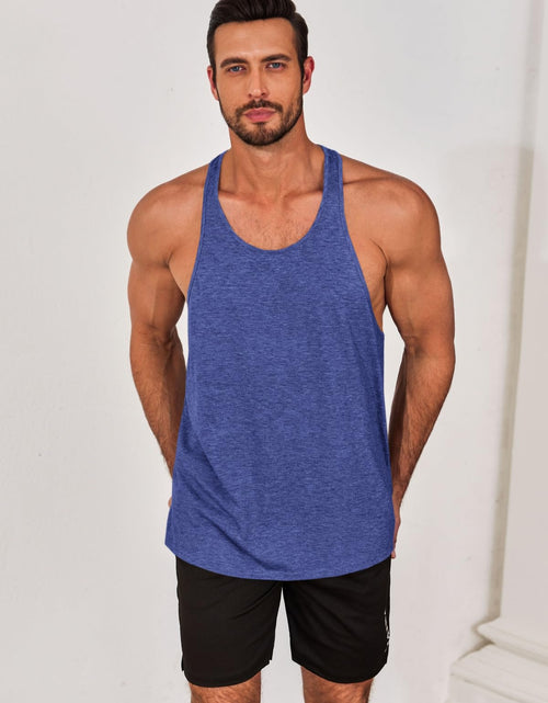 Load image into Gallery viewer, Runcati Mens Workout Stringer Tank Top Gym Muscle Athletic Blue Size XL
