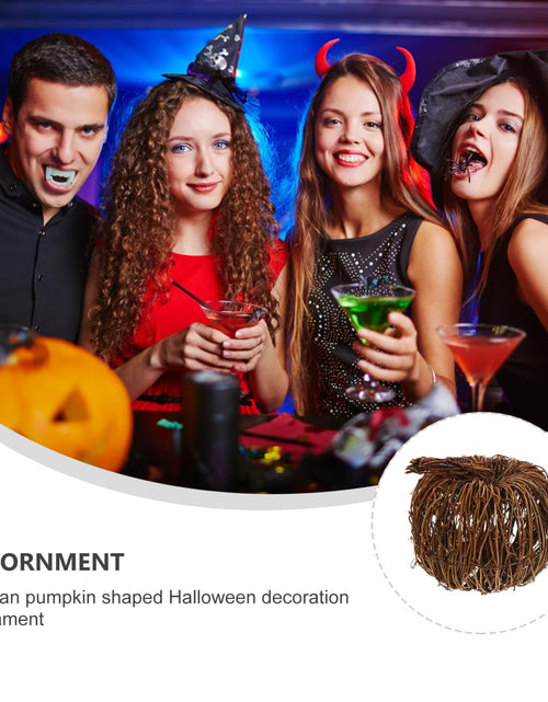 Load image into Gallery viewer, VOSAREA Wicker Rattan Pumpkin Ornament Rustic Brown 15CM Halloween Thanksgiving
