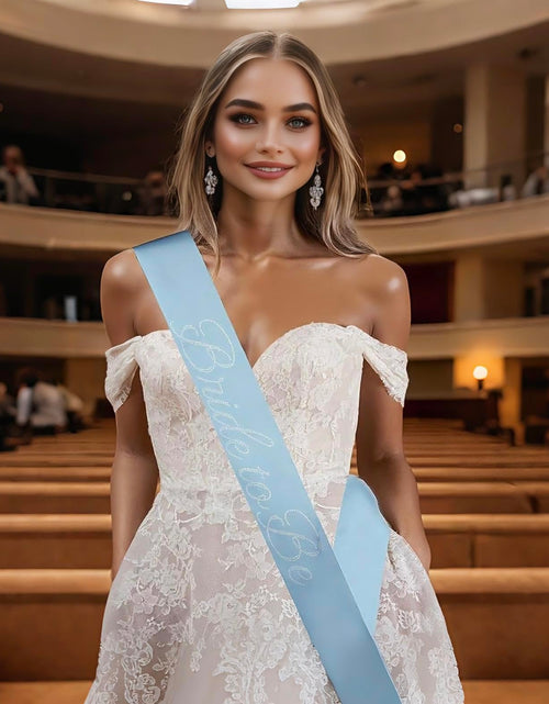 Load image into Gallery viewer, Vonlynfay Bride To Be Sash Blue White Wedding Letter Print Accessory
