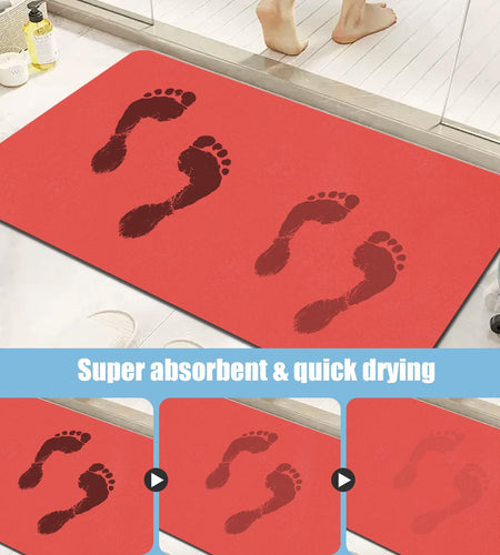 PROOVEELLY Diatomaceous Earth Bath Mat Non Slip Quick Dry Red 15.7x35.4