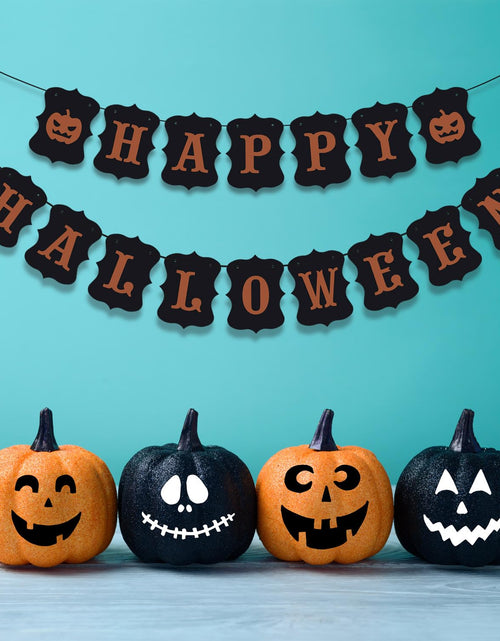 Load image into Gallery viewer, ERKOON Happy Halloween Banner Bunting Pumpkin Sign Wall Decor Party
