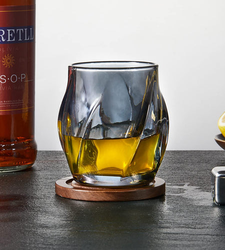 ANBFF Whiskey Glasses Set of 2, 8.5 OZ Twisted Crystal Rocks Glasses