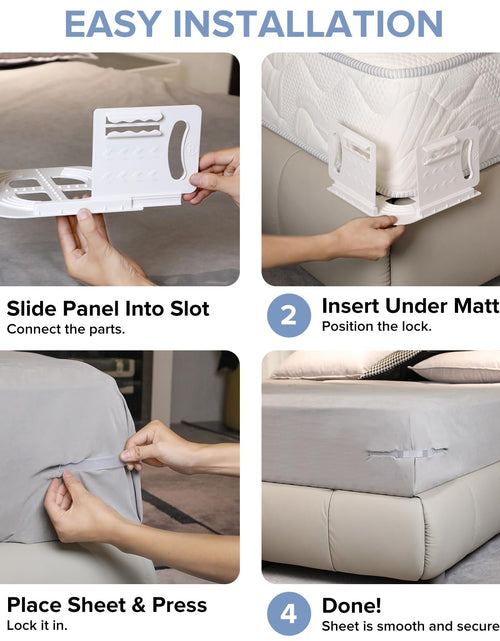 Load image into Gallery viewer, Moskiboly Upgraded Lock Bed Sheet Holders with Center Clips White Standard

