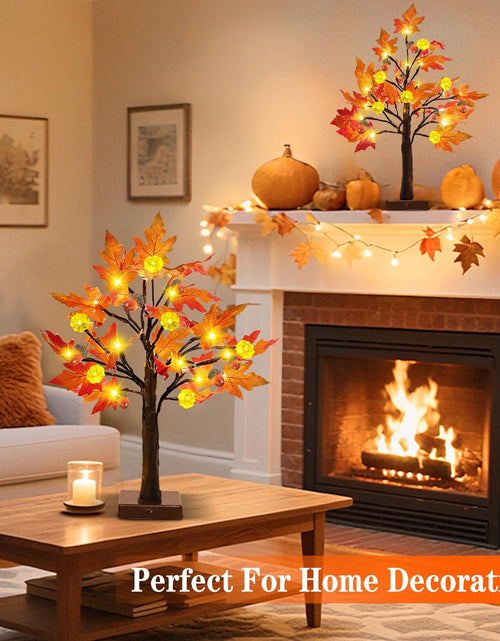 Load image into Gallery viewer, TURNMEON 2Pack 24in Prelit Fall Maple Tree Lights48 LED Timer Battery Orange Red
