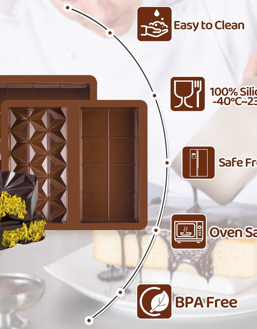 Load image into Gallery viewer, BMSQOFD Silicone Chocolate Bar Molds 2 Pack 1in Deep Brown Dubai Pistachio
