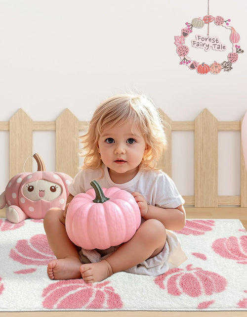 Load image into Gallery viewer, Aprophic Pink Pumpkin Bath Mat Fall Non Slip Microfiber Bathroom Rug 17x24

