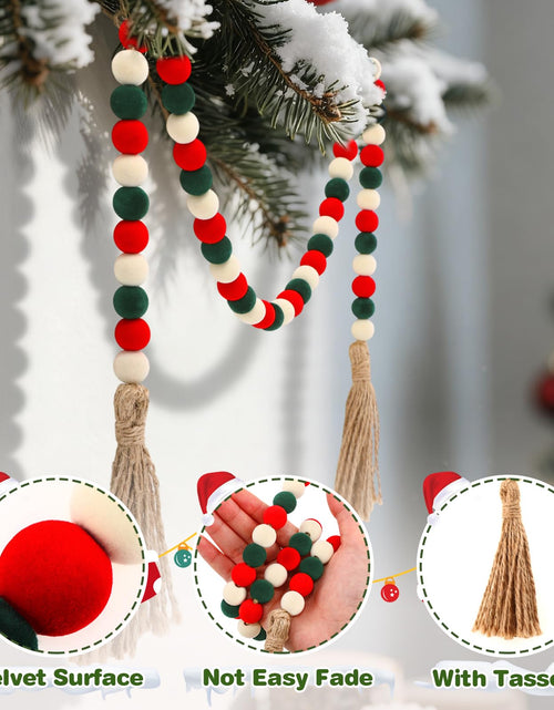 Load image into Gallery viewer, Canlierr Velvet Christmas Bead Garland 39in Neutral Flock Beads Tassels
