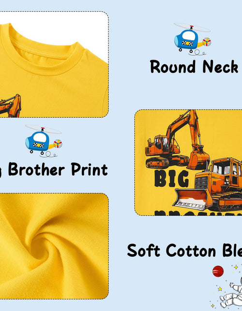 Load image into Gallery viewer, Funnycokid Big Brother Bulldozers Excavator Toddler Shirt Yellow Size 2-3T
