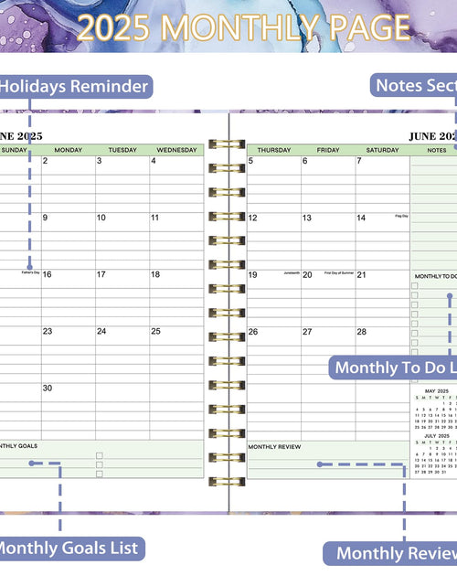 Load image into Gallery viewer, Makapoo 2025 Planner Weekly &amp; Monthly 6.3x8.4 Green Ink Sturdy Cover
