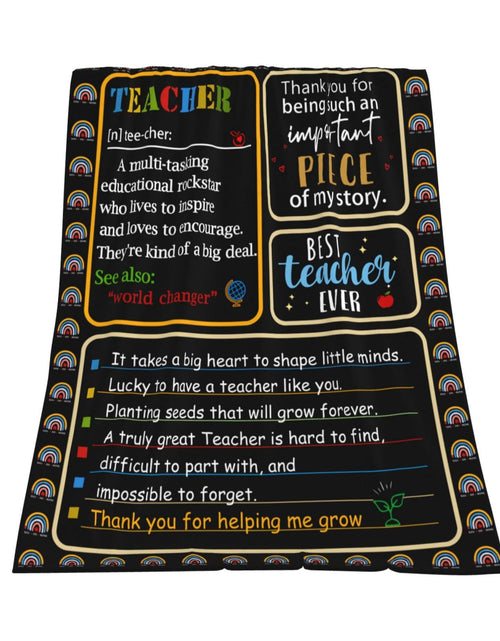 Load image into Gallery viewer, GEIFIN Flannel, Throw Blanket, Teacher Gifts, 60x80 inches, Black, Letter Print
