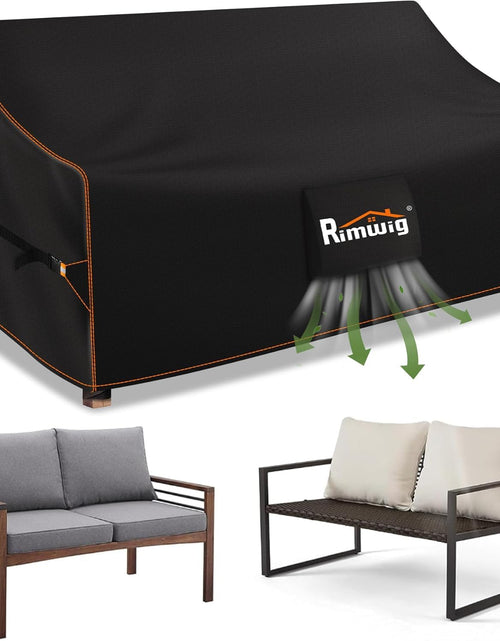 Load image into Gallery viewer, Rimwig Waterproof Outdoor Sofa Cover 89x89in V-Shape Black 420D Oxford Fabric
