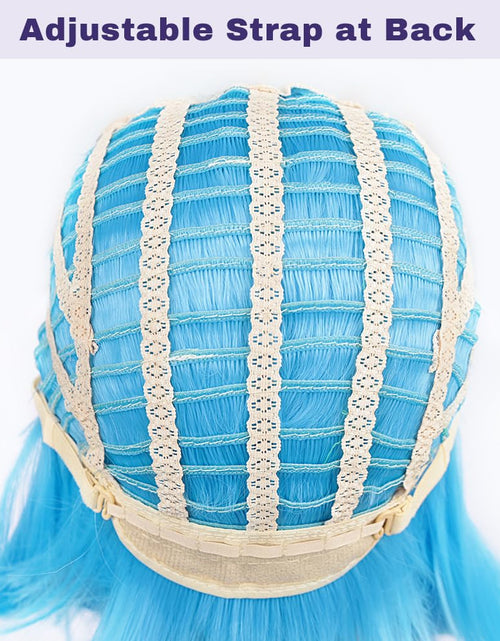 Load image into Gallery viewer, BATISI 12in Short Straight Bob Wig Neon Blue Synthetic Flat Bangs
