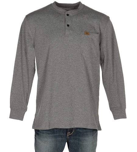 Wrangler Long Sleeve Henley, Charcoal Gray, X-Large Tall