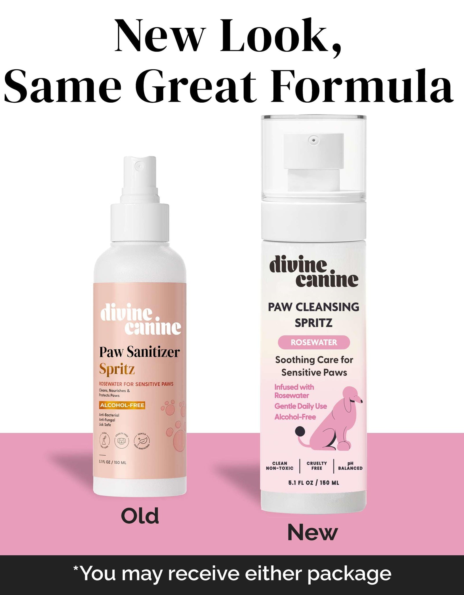 Dog Paw Cleaner Spray 5.1oz Alcohol Free Rosewater Aloe Copaiba Lemongrass USA