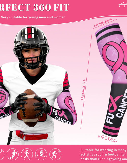 Load image into Gallery viewer, PABOBIT Breast Cancer Awareness Pink Ribbon Arm Sleeve Football 1Pair Size Adult
