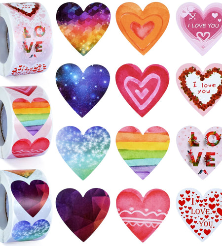 CTOHN 1500 PCS 1.5in Red Heart Stickers Self Adhesive Love Roll