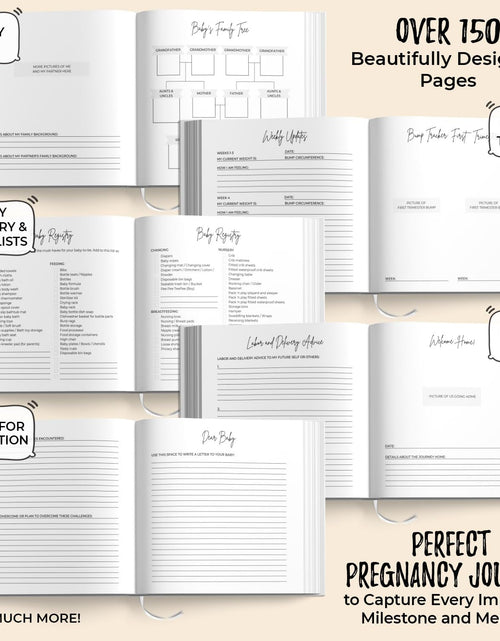 Load image into Gallery viewer, LUMOSX Pregnancy Journal Memory Book Baby Bump Stickers Beige Gender Neutral
