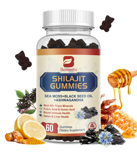 B BEWORTHS Shilajit Gummies with Ashwagandha & Herbs 60 Count