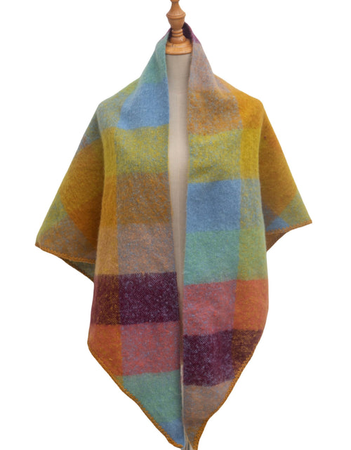 Load image into Gallery viewer, Wander Agio Women Shawl Winter Wrap Cashmere Plaid Scarf Yellow Blue Pink 6
