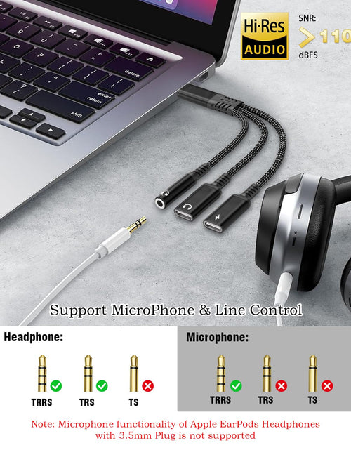 Load image into Gallery viewer, tiavalmax USB C Splitter 3.5mm Headphone Charger Adapter 60W PD Fast Black
