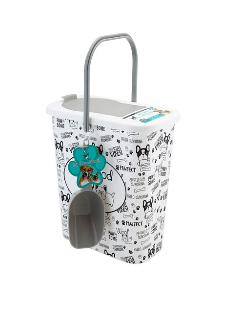 Load image into Gallery viewer, Pounce + Fetch 3 Gallon Pet Dry Food Container with Scooper White
