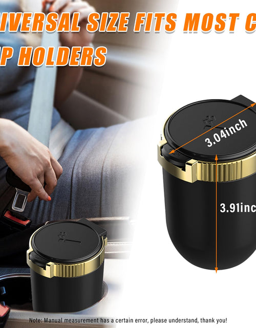 Load image into Gallery viewer, Kewucn Car Ashtray with Lid Portable Stainless Steel LED Blue Light Gold
