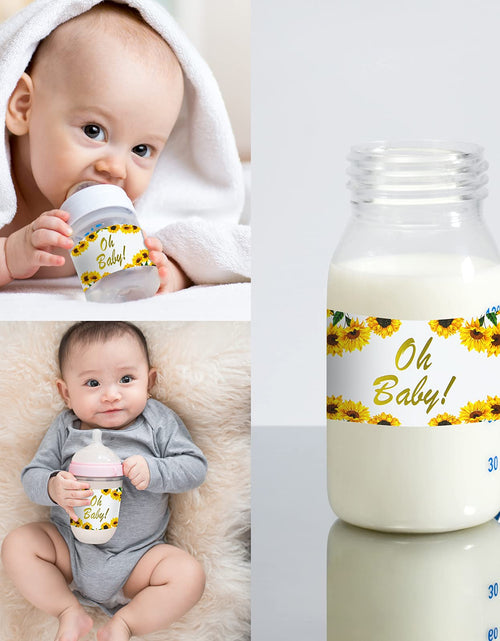 Load image into Gallery viewer, Outus 40pcs Sunflower Baby Shower Water Bottle Labels Floral Waterproof
