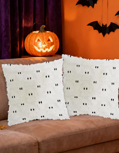 Load image into Gallery viewer, yaenoei Halloween Ghost Pillow Covers 18x18 Beige Set of 2
