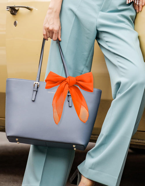 Load image into Gallery viewer, Cyunda Chiffon Scarf Classic Retro Ribbon Square Neck 26x26in Orange
