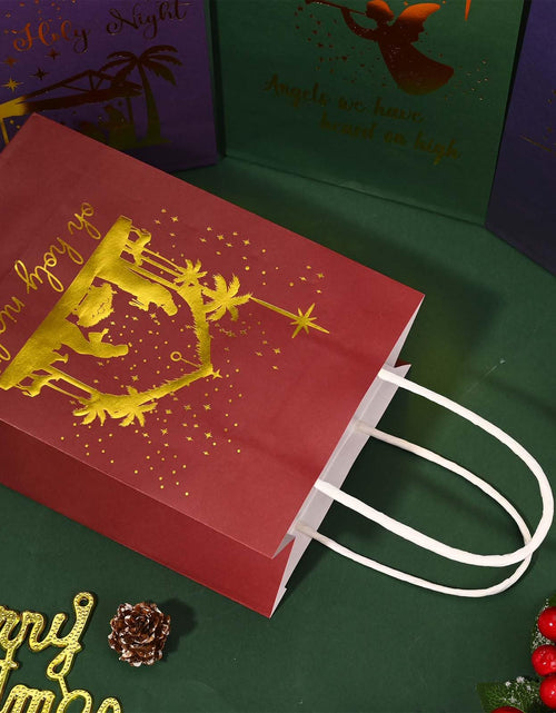 Load image into Gallery viewer, Bolsome 24Pcs Christmas Nativity Gift Bags Red Green Blue Gold Foil
