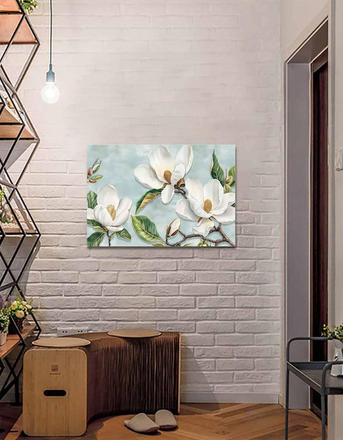 Load image into Gallery viewer, Prime Leader Vintage Framed Canvas Art White Magnolia Flower 12x18
