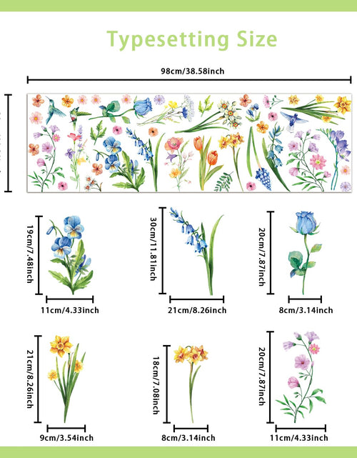 Load image into Gallery viewer, Aryroi Spring Flower Window Sticker Floral Decals Green 12.2x1.3 inch
