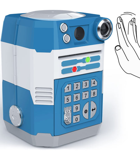 Wantfly Kids Electronic Piggy Bank Wave Activation Password Infrared Blue