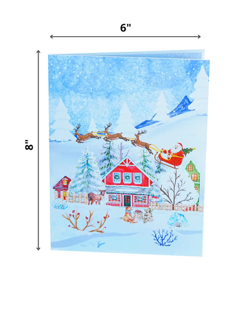 Load image into Gallery viewer, PQ Bees Winter Town Merry Christmas 3D Pop Up Cards w Envelope
