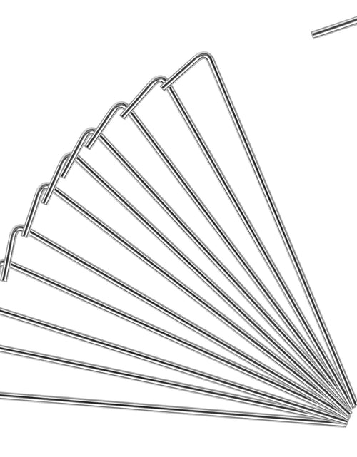 Load image into Gallery viewer, Oligei 17 Pack Heavy Duty Metal Tent Stakes Silver 18in Outdoor Use

