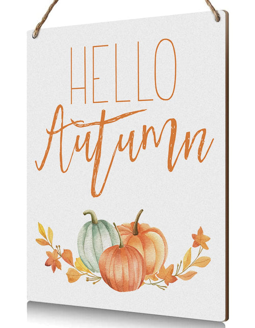 Load image into Gallery viewer, Hello Autumn Rustic Wood Wall Sign Fall Decor Seasonal Harvest Farmhouse
