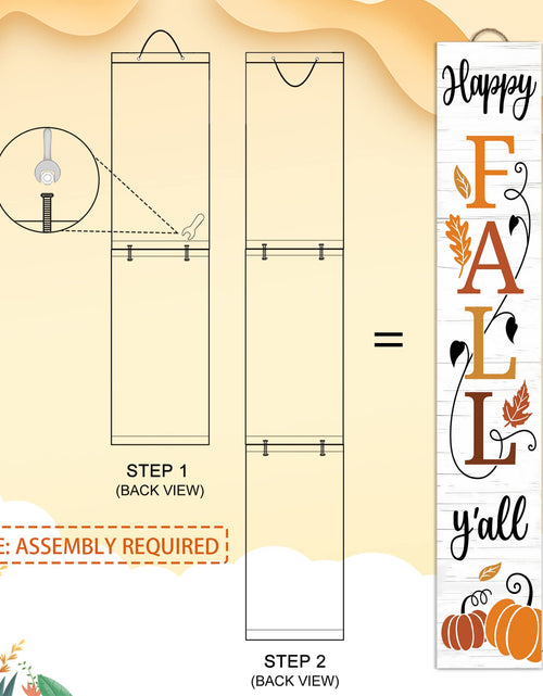 Load image into Gallery viewer, AUSTAB Happy Fall Y'all Wooden Porch Sign 47.2" x 7.8" White Autumn Decor
