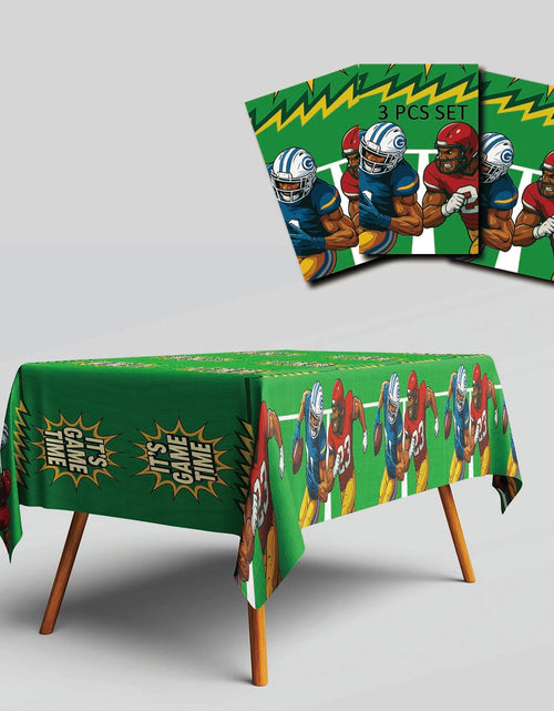 Load image into Gallery viewer, Bambluby Football Party Tablecloth 3 Pack 108x54in Comic Style Disposable
