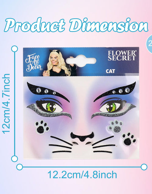 Load image into Gallery viewer, Totelux Cat Face Glitter Tattoos Stickers Temporary Tattoo 2Pcs
