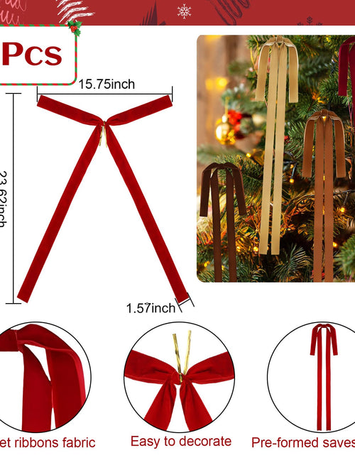 Load image into Gallery viewer, Rokkibom 6 PCS Large Burgundy Velvet Ribbon Bows 23.5x15.5 Inch Christmas
